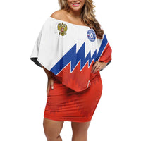 Personalized Russia Football Off Shoulder Short Dress The National Team Go Champion - Wonder Print Shop
