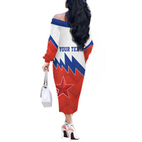 Personalized Russia Football Off The Shoulder Long Sleeve Dress The National Team Go Champion - Wonder Print Shop