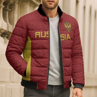Custom Russia Football Bomber Puffer Jacket Nashi Parni Khokhloma Style - Red - Wonder Print Shop