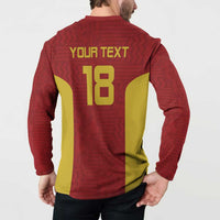 Custom Russia Football Button Sweatshirt Nashi Parni Khokhloma Style - Red - Wonder Print Shop