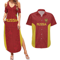 Custom Russia Football Couples Matching Summer Maxi Dress and Hawaiian Shirt Nashi Parni Khokhloma Style - Red - Wonder Print Shop