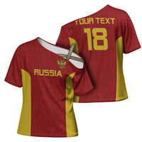 Custom Russia Football Cross Shoulder Shirt Nashi Parni Khokhloma Style - Red - Wonder Print Shop