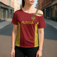 Custom Russia Football Cross Shoulder Shirt Nashi Parni Khokhloma Style - Red - Wonder Print Shop