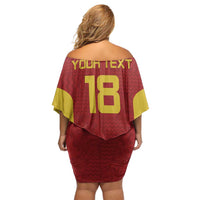 Custom Russia Football Family Matching Off Shoulder Short Dress and Hawaiian Shirt Nashi Parni Khokhloma Style - Red - Wonder Print Shop