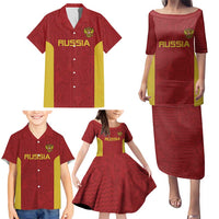 Custom Russia Football Family Matching Puletasi and Hawaiian Shirt Nashi Parni Khokhloma Style - Red - Wonder Print Shop