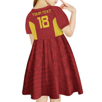 Custom Russia Football Kid Short Sleeve Dress Nashi Parni Khokhloma Style - Red - Wonder Print Shop