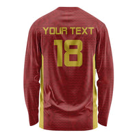 Custom Russia Football Long Sleeve Shirt Nashi Parni Khokhloma Style - Red - Wonder Print Shop