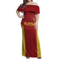 Custom Russia Football Off Shoulder Maxi Dress Nashi Parni Khokhloma Style - Red - Wonder Print Shop