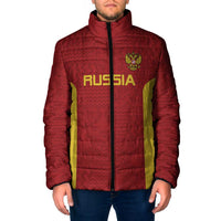 Custom Russia Football Padded Jacket Nashi Parni Khokhloma Style - Red - Wonder Print Shop