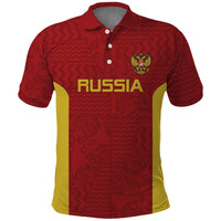 Custom Russia Football Polo Shirt Nashi Parni Khokhloma Style - Red - Wonder Print Shop