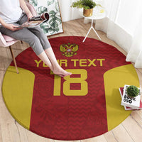 Custom Russia Football Round Carpet Nashi Parni Khokhloma Style - Red - Wonder Print Shop