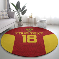 Custom Russia Football Round Carpet Nashi Parni Khokhloma Style - Red - Wonder Print Shop