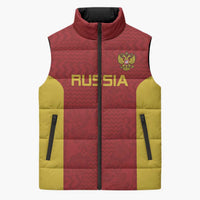 Custom Russia Football Sleeveless Puffer Jacket Nashi Parni Khokhloma Style - Red - Wonder Print Shop