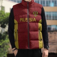 Custom Russia Football Sleeveless Puffer Jacket Nashi Parni Khokhloma Style - Red - Wonder Print Shop
