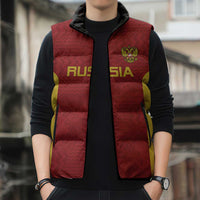 Custom Russia Football Sleeveless Puffer Jacket Nashi Parni Khokhloma Style - Red - Wonder Print Shop