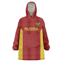 Custom Russia Football Wearable Blanket Hoodie Nashi Parni Khokhloma Style - Red - Wonder Print Shop