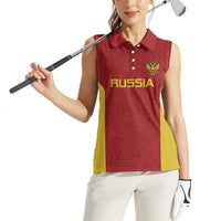 Custom Russia Football Women Sleeveless Polo Shirt Nashi Parni Khokhloma Style - Red - Wonder Print Shop