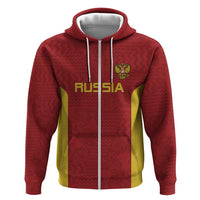 Custom Russia Football Zip Hoodie Nashi Parni Khokhloma Style - Red - Wonder Print Shop