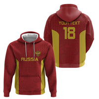 Custom Russia Football Zip Hoodie Nashi Parni Khokhloma Style - Red - Wonder Print Shop