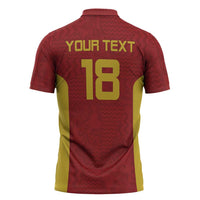 Custom Russia Football Zipper Polo Shirt Nashi Parni Khokhloma Style - Red - Wonder Print Shop