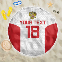Custom Russia Football Beach Blanket Nashi Parni Khokhloma Style - White - Wonder Print Shop