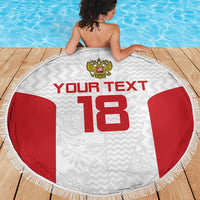Custom Russia Football Beach Blanket Nashi Parni Khokhloma Style - White - Wonder Print Shop
