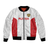 Custom Russia Football Bomber Jacket Nashi Parni Khokhloma Style - White - Wonder Print Shop