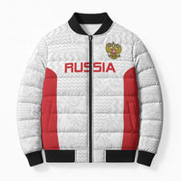 Custom Russia Football Bomber Puffer Jacket Nashi Parni Khokhloma Style - White - Wonder Print Shop