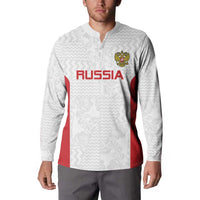 Custom Russia Football Button Sweatshirt Nashi Parni Khokhloma Style - White - Wonder Print Shop