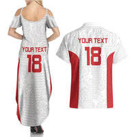 Custom Russia Football Couples Matching Summer Maxi Dress and Hawaiian Shirt Nashi Parni Khokhloma Style - White - Wonder Print Shop