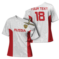Custom Russia Football Cross Shoulder Shirt Nashi Parni Khokhloma Style - White - Wonder Print Shop