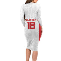 Custom Russia Football Family Matching Long Sleeve Bodycon Dress and Hawaiian Shirt Nashi Parni Khokhloma Style - White - Wonder Print Shop