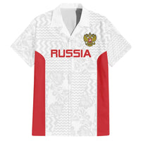 Custom Russia Football Family Matching Off The Shoulder Long Sleeve Dress and Hawaiian Shirt Nashi Parni Khokhloma Style - White - Wonder Print Shop