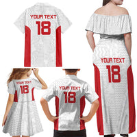 Custom Russia Football Family Matching Off Shoulder Maxi Dress and Hawaiian Shirt Nashi Parni Khokhloma Style - White - Wonder Print Shop