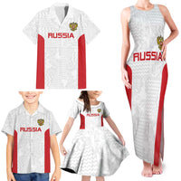 Custom Russia Football Family Matching Tank Maxi Dress and Hawaiian Shirt Nashi Parni Khokhloma Style - White - Wonder Print Shop