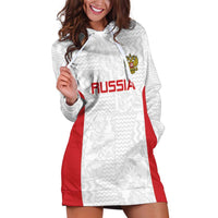 Custom Russia Football Hoodie Dress Nashi Parni Khokhloma Style - White - Wonder Print Shop