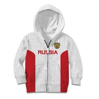 Custom Russia Football Kid Hoodie Nashi Parni Khokhloma Style - White - Wonder Print Shop