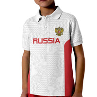 Custom Russia Football Kid Polo Shirt Nashi Parni Khokhloma Style - White - Wonder Print Shop