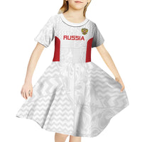 Custom Russia Football Kid Short Sleeve Dress Nashi Parni Khokhloma Style - White - Wonder Print Shop
