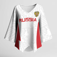 Custom Russia Football Kimono Sleeve Blouse Nashi Parni Khokhloma Style - White - Wonder Print Shop