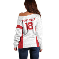 Custom Russia Football Off Shoulder Sweater Nashi Parni Khokhloma Style - White - Wonder Print Shop