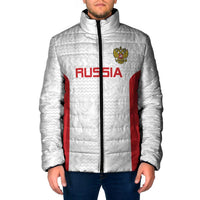 Custom Russia Football Padded Jacket Nashi Parni Khokhloma Style - White - Wonder Print Shop