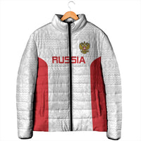 Custom Russia Football Padded Jacket Nashi Parni Khokhloma Style - White - Wonder Print Shop
