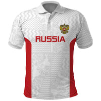 Custom Russia Football Polo Shirt Nashi Parni Khokhloma Style - White - Wonder Print Shop