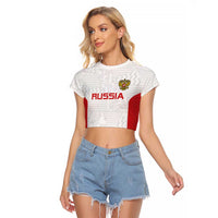 Custom Russia Football Raglan Cropped T Shirt Nashi Parni Khokhloma Style - White - Wonder Print Shop