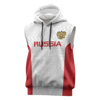 Custom Russia Football Sleeveless Hoodie Nashi Parni Khokhloma Style - White - Wonder Print Shop