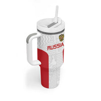 Custom Russia Football Tumbler With Handle Nashi Parni Khokhloma Style - White - Wonder Print Shop