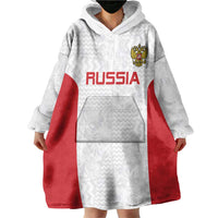 Custom Russia Football Wearable Blanket Hoodie Nashi Parni Khokhloma Style - White - Wonder Print Shop