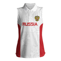 Custom Russia Football Women Sleeveless Polo Shirt Nashi Parni Khokhloma Style - White - Wonder Print Shop