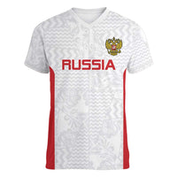 Custom Russia Football Women V-Neck T-Shirt Nashi Parni Khokhloma Style - White - Wonder Print Shop